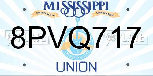8PVQ717 Mississippi License Plate