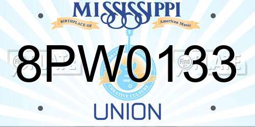 8PW0133 Mississippi License Plate