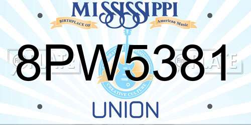 8PW5381 Mississippi License Plate