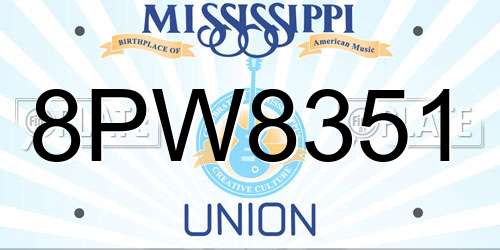 8PW8351 Mississippi License Plate