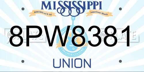8PW8381 Mississippi License Plate