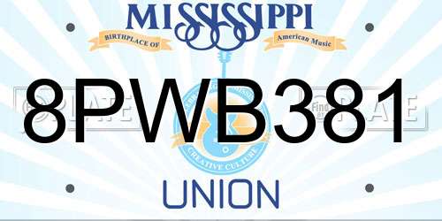 8PWB381 Mississippi License Plate