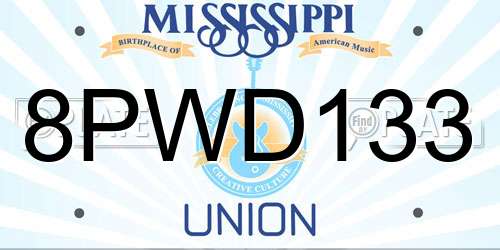 8PWD133 Mississippi License Plate
