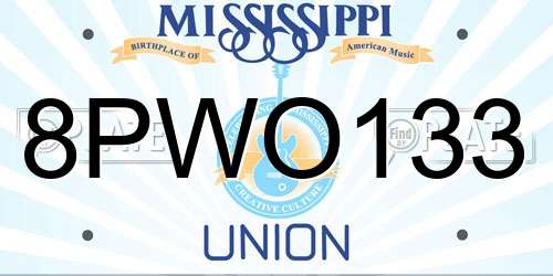 8PWO133 Mississippi License Plate