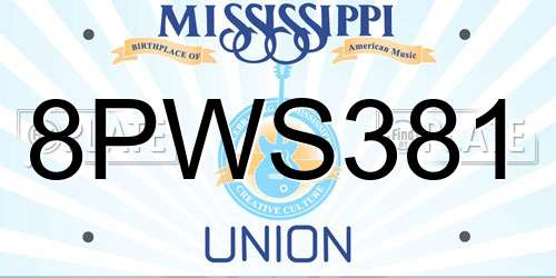 8PWS381 Mississippi License Plate