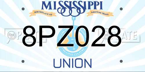 8PZ028 Mississippi License Plate