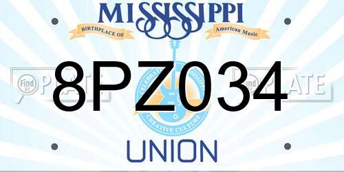 8PZ034 Mississippi License Plate