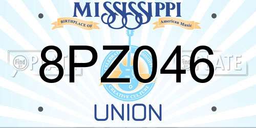 8PZ046 Mississippi License Plate