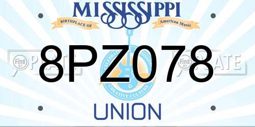 8PZ078 Mississippi License Plate