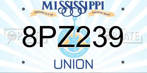 8PZ239 Mississippi License Plate