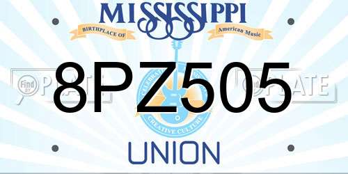 8PZ505 Mississippi License Plate