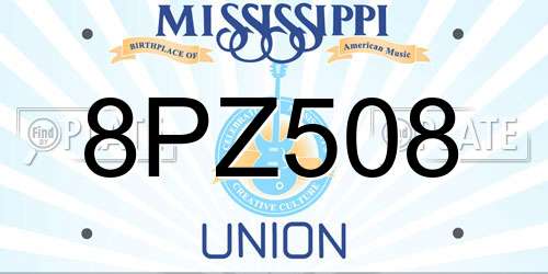 8PZ508 Mississippi License Plate