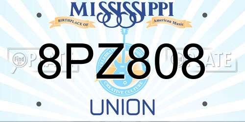8PZ808 Mississippi License Plate