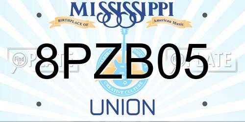 8PZB05 Mississippi License Plate