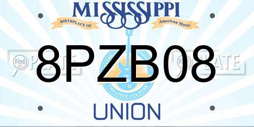 8PZB08 Mississippi License Plate