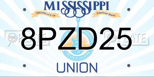 8PZD25 Mississippi License Plate