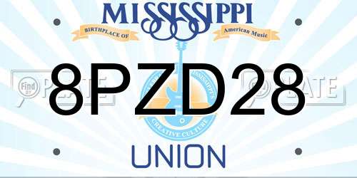 8PZD28 Mississippi License Plate