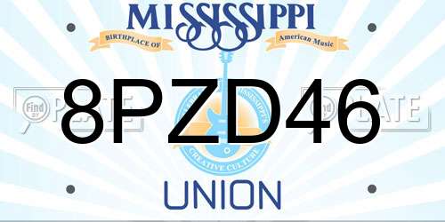 8PZD46 Mississippi License Plate