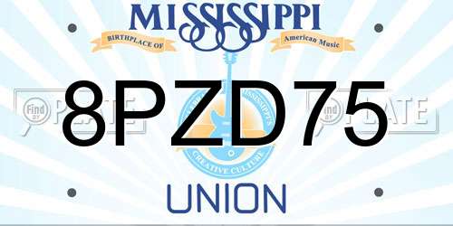 8PZD75 Mississippi License Plate