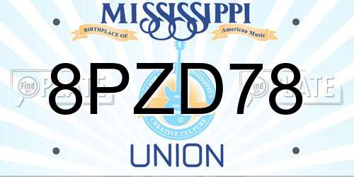 8PZD78 Mississippi License Plate