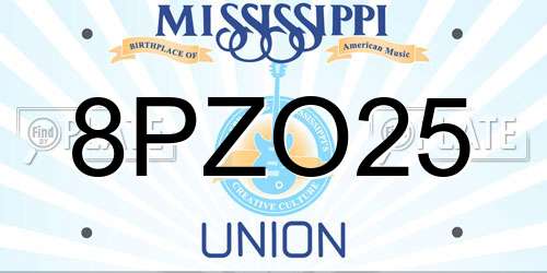 8PZO25 Mississippi License Plate