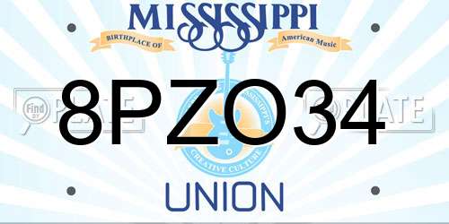 8PZO34 Mississippi License Plate