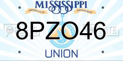 8PZO46 Mississippi License Plate