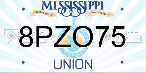 8PZO75 Mississippi License Plate