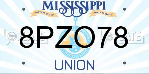 8PZO78 Mississippi License Plate