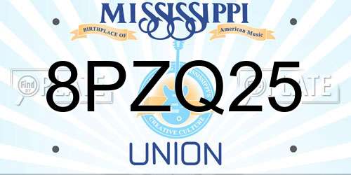 8PZQ25 Mississippi License Plate