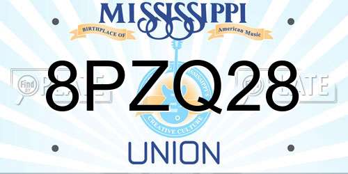 8PZQ28 Mississippi License Plate