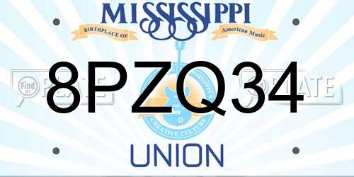 8PZQ34 Mississippi License Plate