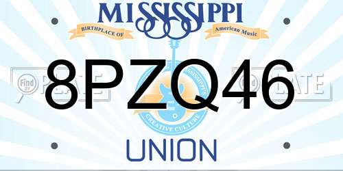 8PZQ46 Mississippi License Plate