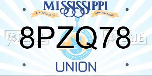 8PZQ78 Mississippi License Plate