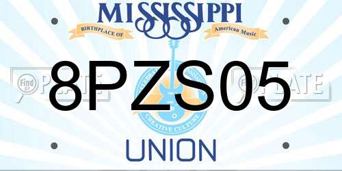 8PZS05 Mississippi License Plate