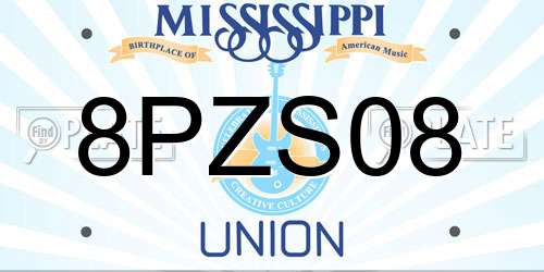 8PZS08 Mississippi License Plate