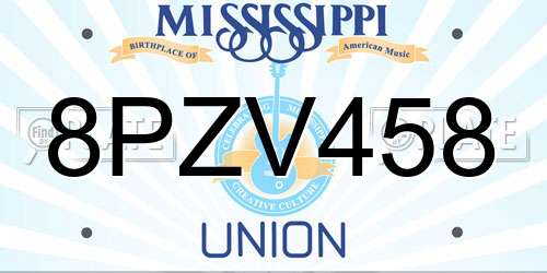 8PZV458 Mississippi License Plate