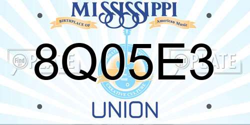 8Q05E3 Mississippi License Plate