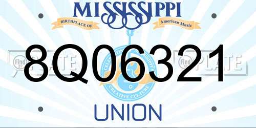 8Q06321 Mississippi License Plate