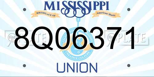 8Q06371 Mississippi License Plate