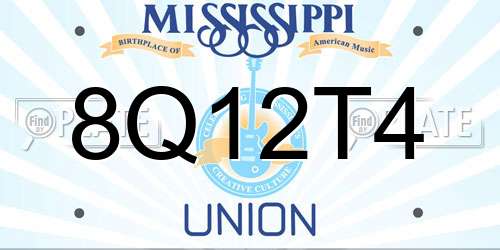 8Q12T4 Mississippi License Plate