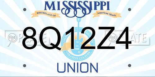 8Q12Z4 Mississippi License Plate