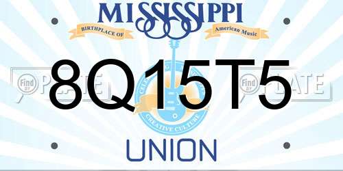8Q15T5 Mississippi License Plate
