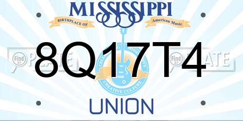 8Q17T4 Mississippi License Plate