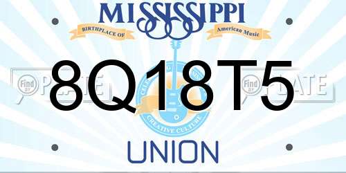 8Q18T5 Mississippi License Plate