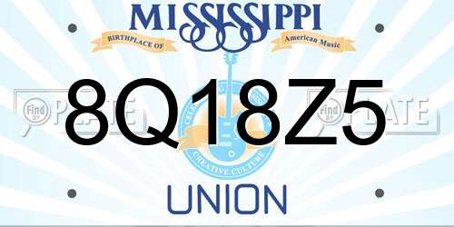 8Q18Z5 Mississippi License Plate