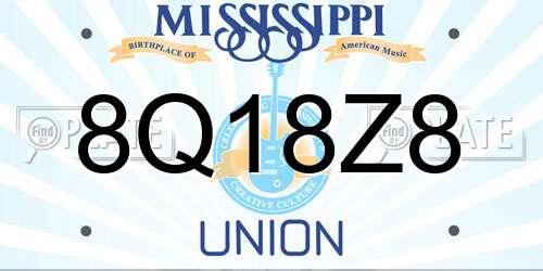 8Q18Z8 Mississippi License Plate