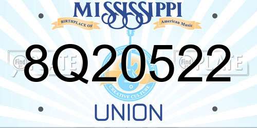 8Q20522 Mississippi License Plate