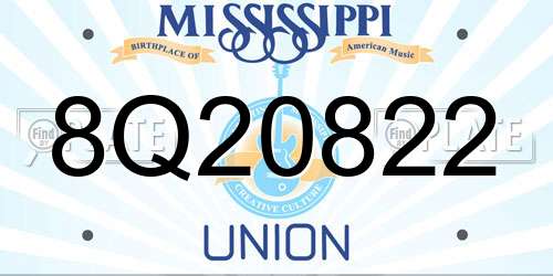 8Q20822 Mississippi License Plate