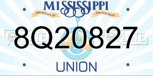 8Q20827 Mississippi License Plate